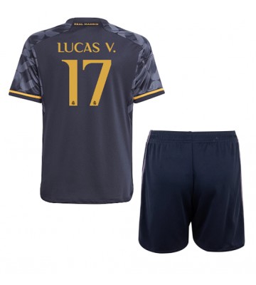 Real Madrid Lucas Vazquez #17 Borta Kläder Barn 2023-24 Kortärmad (+ Korta byxor)